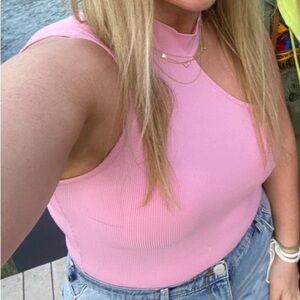 Forever 21 Pink Bodysuit Tank - unique neck